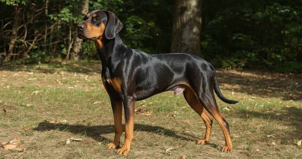 Juodai rudas meškinis skalikas: charakteris, priežiūra ir savybės